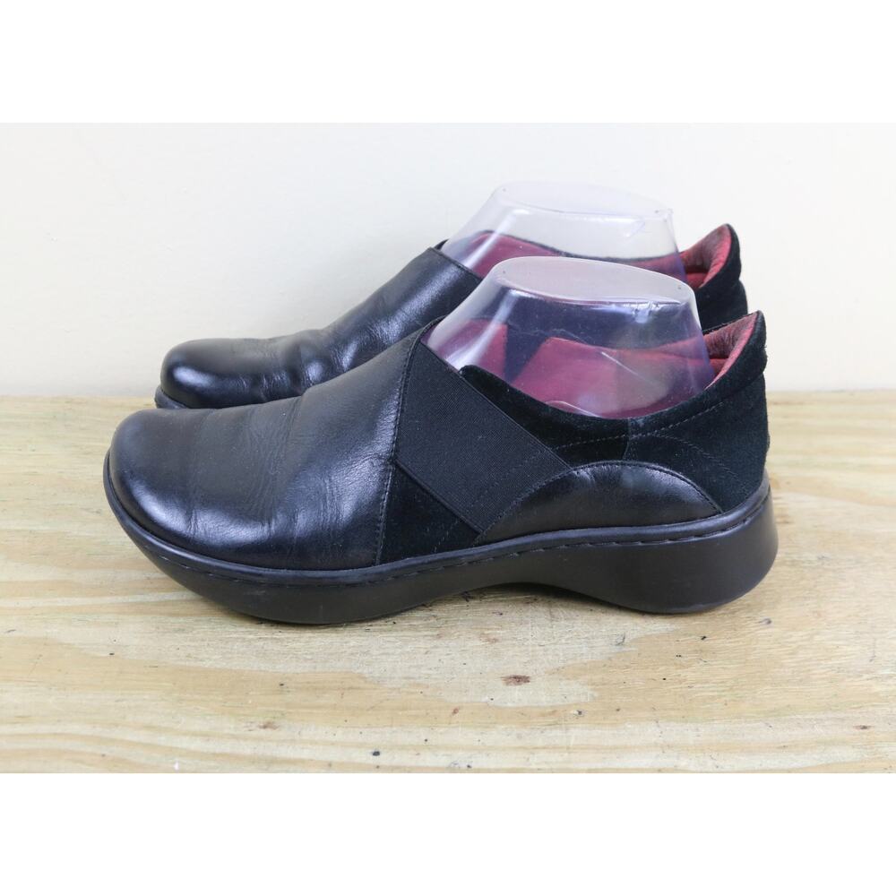 Naot Shoes Womens 6 Black Leather Loafers Stretch Slip Ons